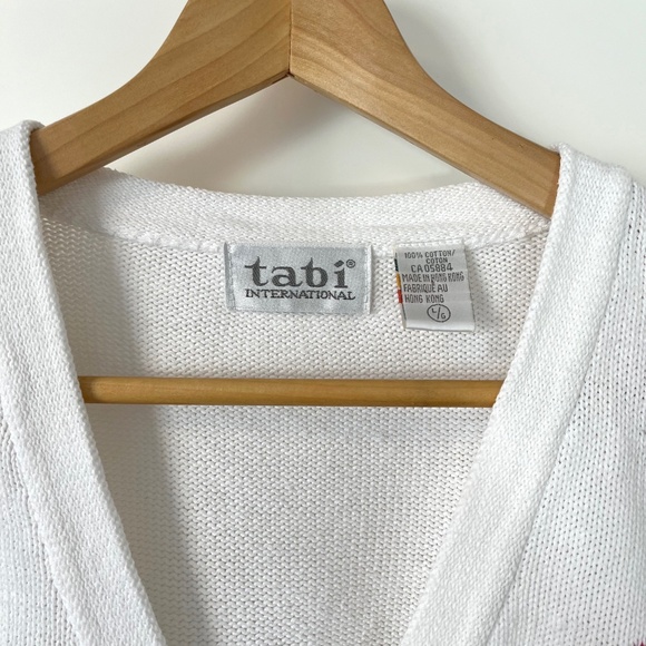 Vintage Cardigan with Floral Knit Graphic Button Up by Tabi 100% Cotton - Picture 4 of 9